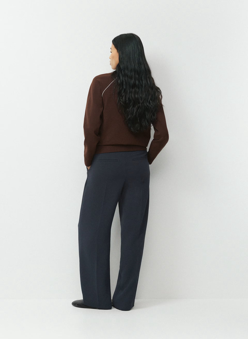 High-Rise Wide-Leg Crepe Trousers - Sand