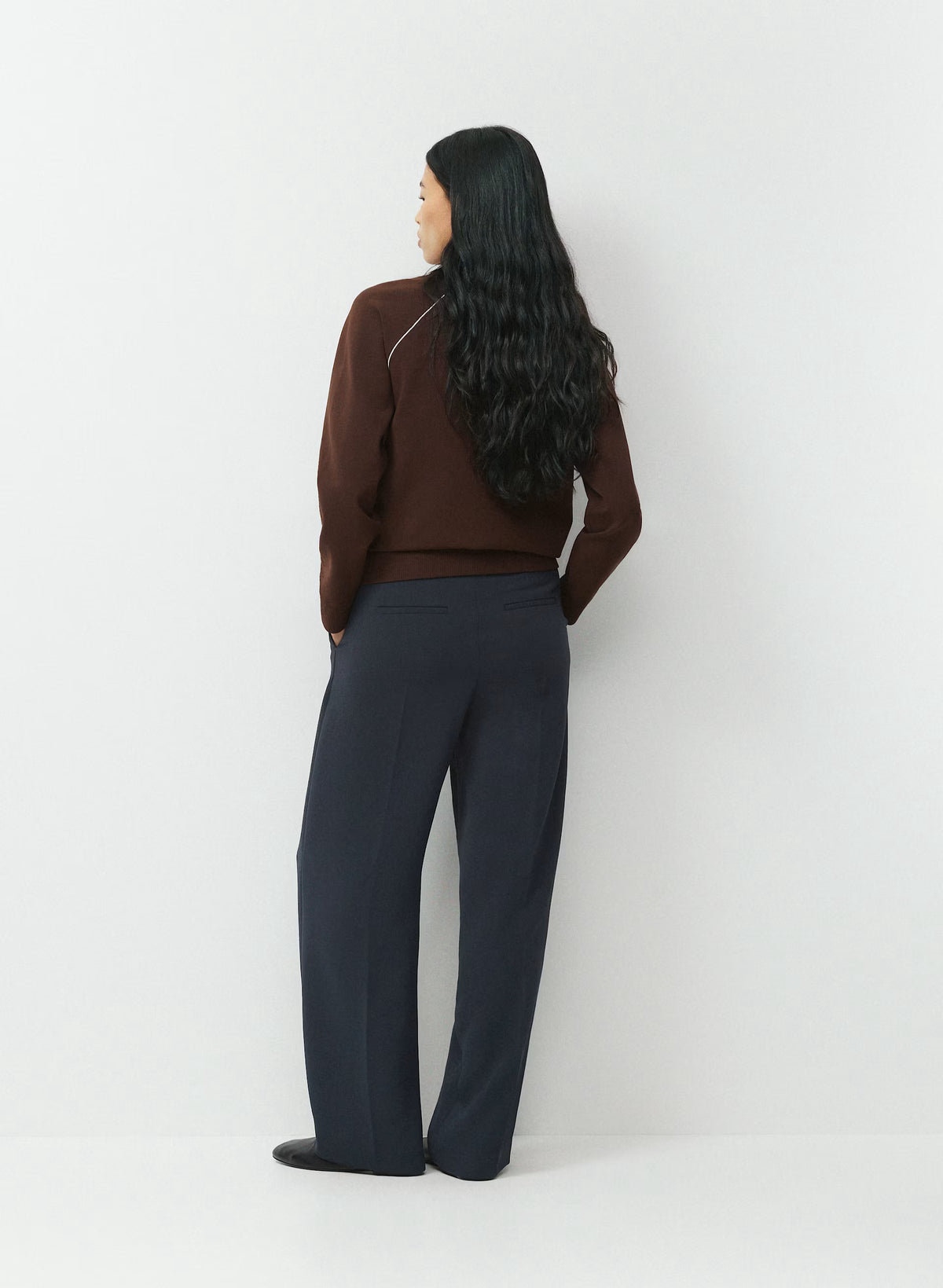 High-Rise Wide-Leg Crepe Trousers - Sand