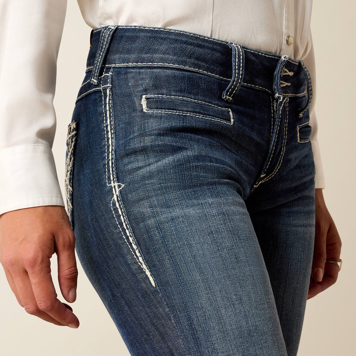 Women's Mid Rise Wide Leg Stretch Jeans - Blue