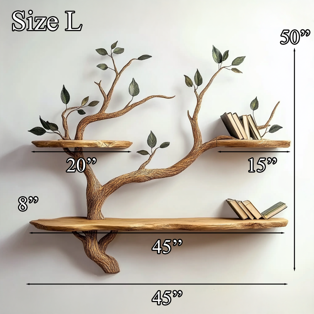 Compact Wood Tree Branch Floating Bookcase for Small Walls - view 9