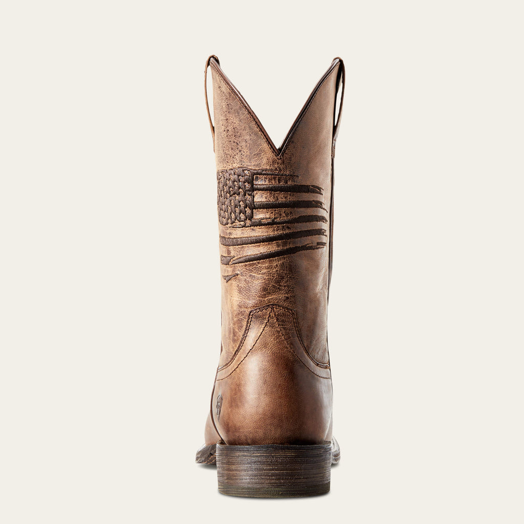 Men's Leather Wide Square Toe Western Boots - Gray