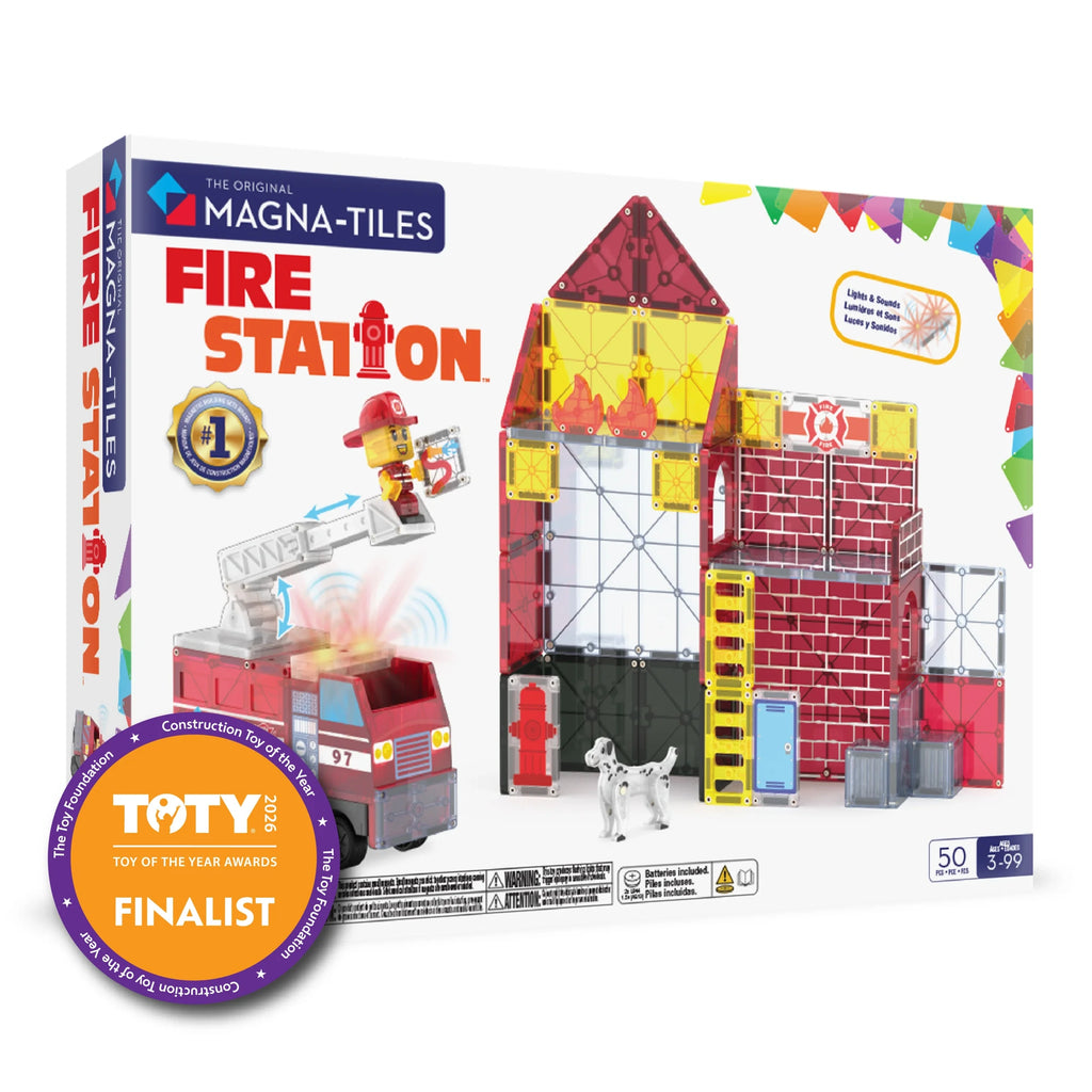 Fire Station Magnetic Building Set - 50 Pieces