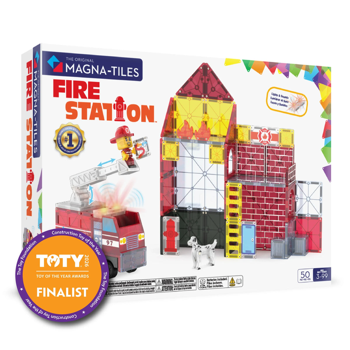 Fire Station Magnetic Building Set - 50 Pieces