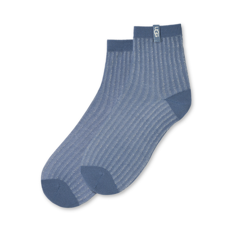 Semi-Sheer Shimmer Quarter Socks - Blue