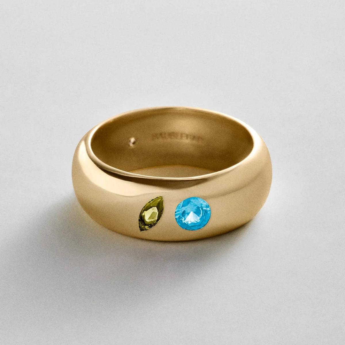 Custom Two-Stone Gold-Plated Band Ring