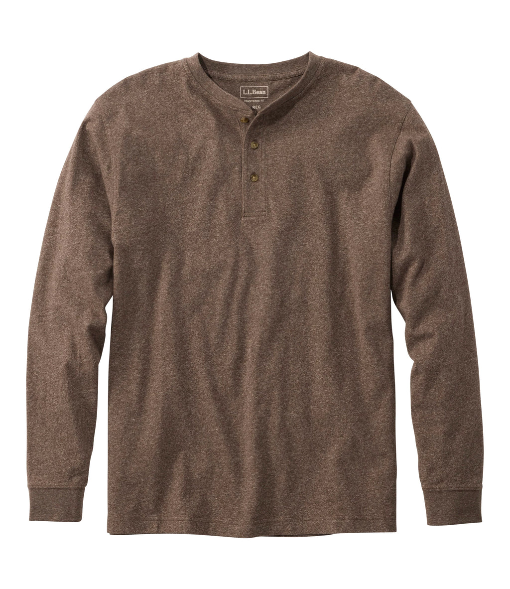 Men's Long-Sleeve Cotton Henley Shirt - Blue