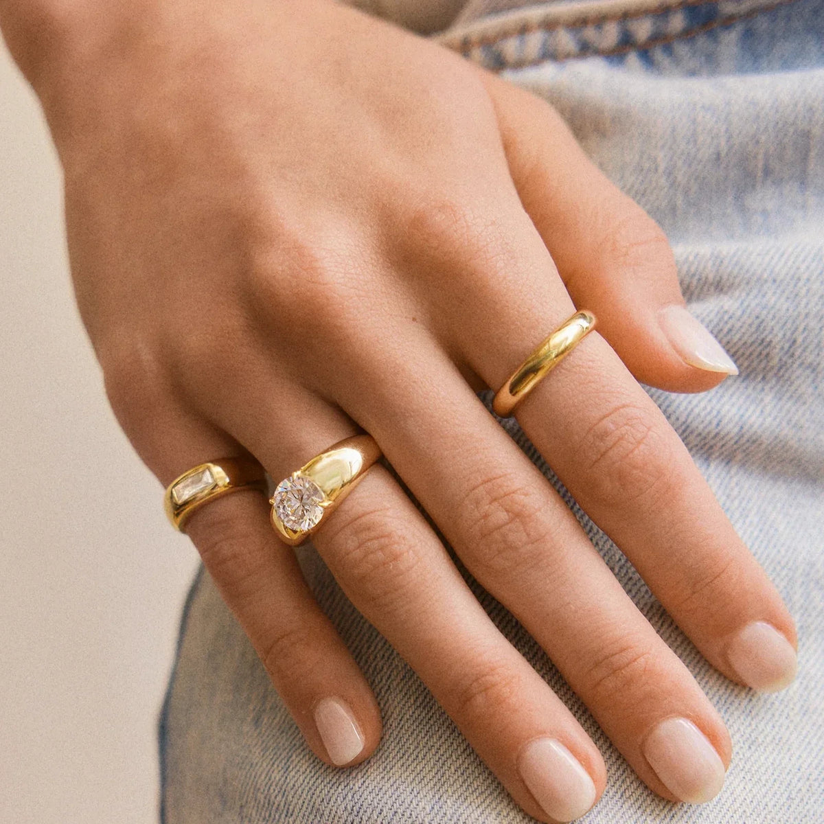 Custom Gold-Plated Birthstone Band Ring