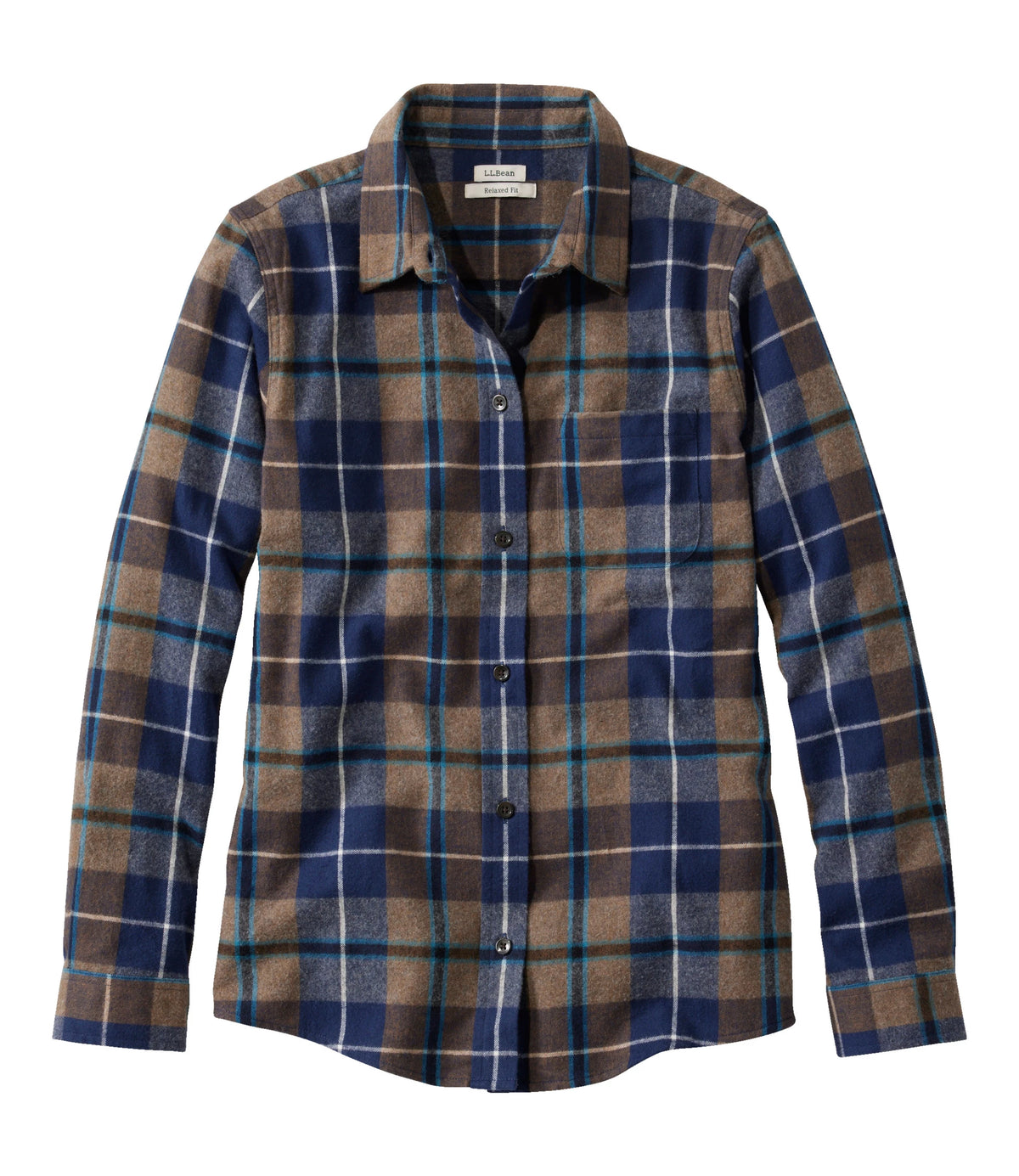Women's Cotton Flannel Shirt - Indigo Plaid