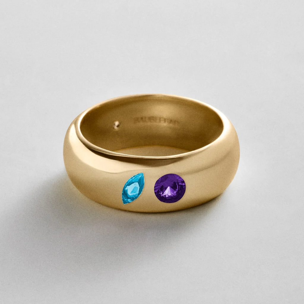 Custom Two-Stone Gold-Plated Band Ring