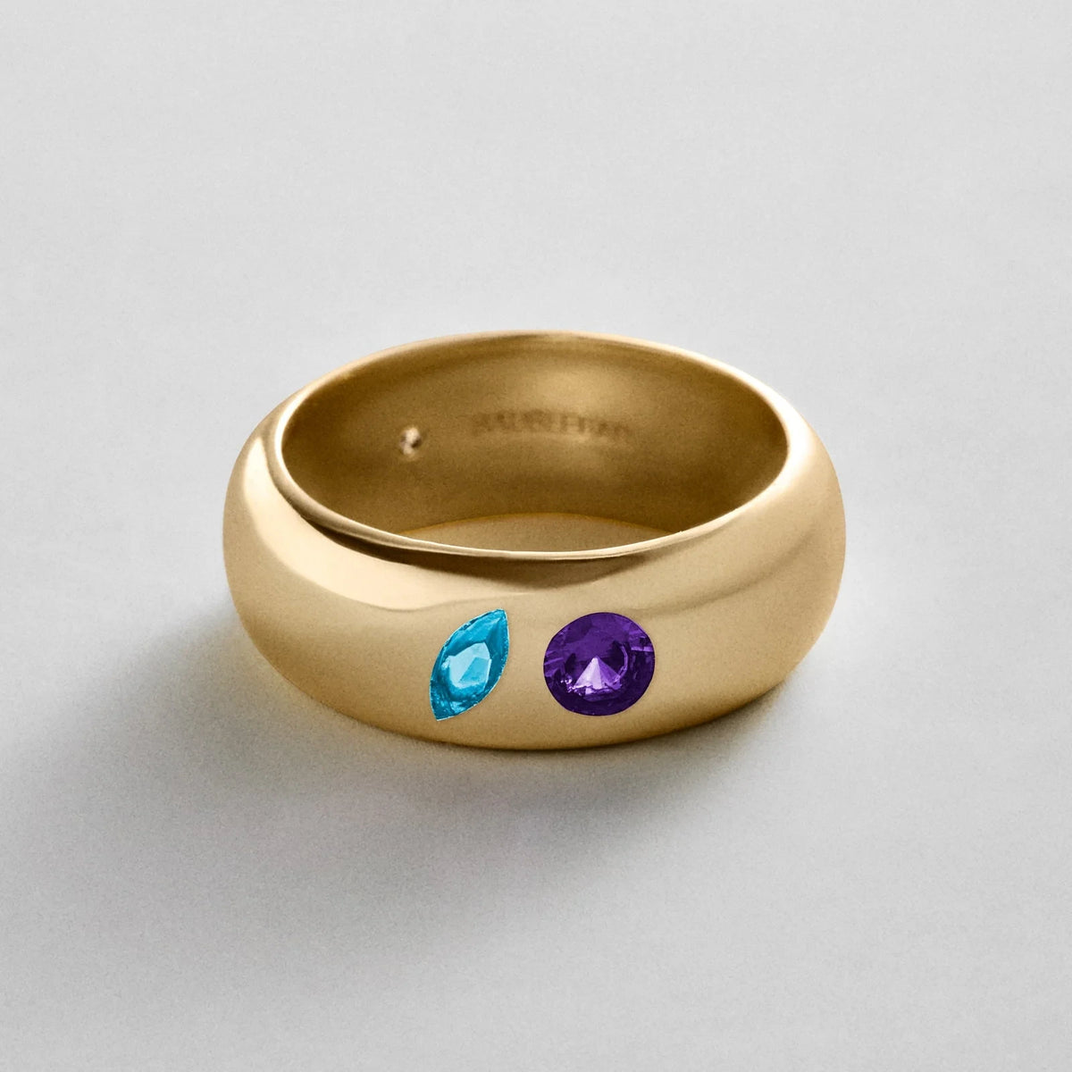 Custom Two-Stone Gold-Plated Band Ring