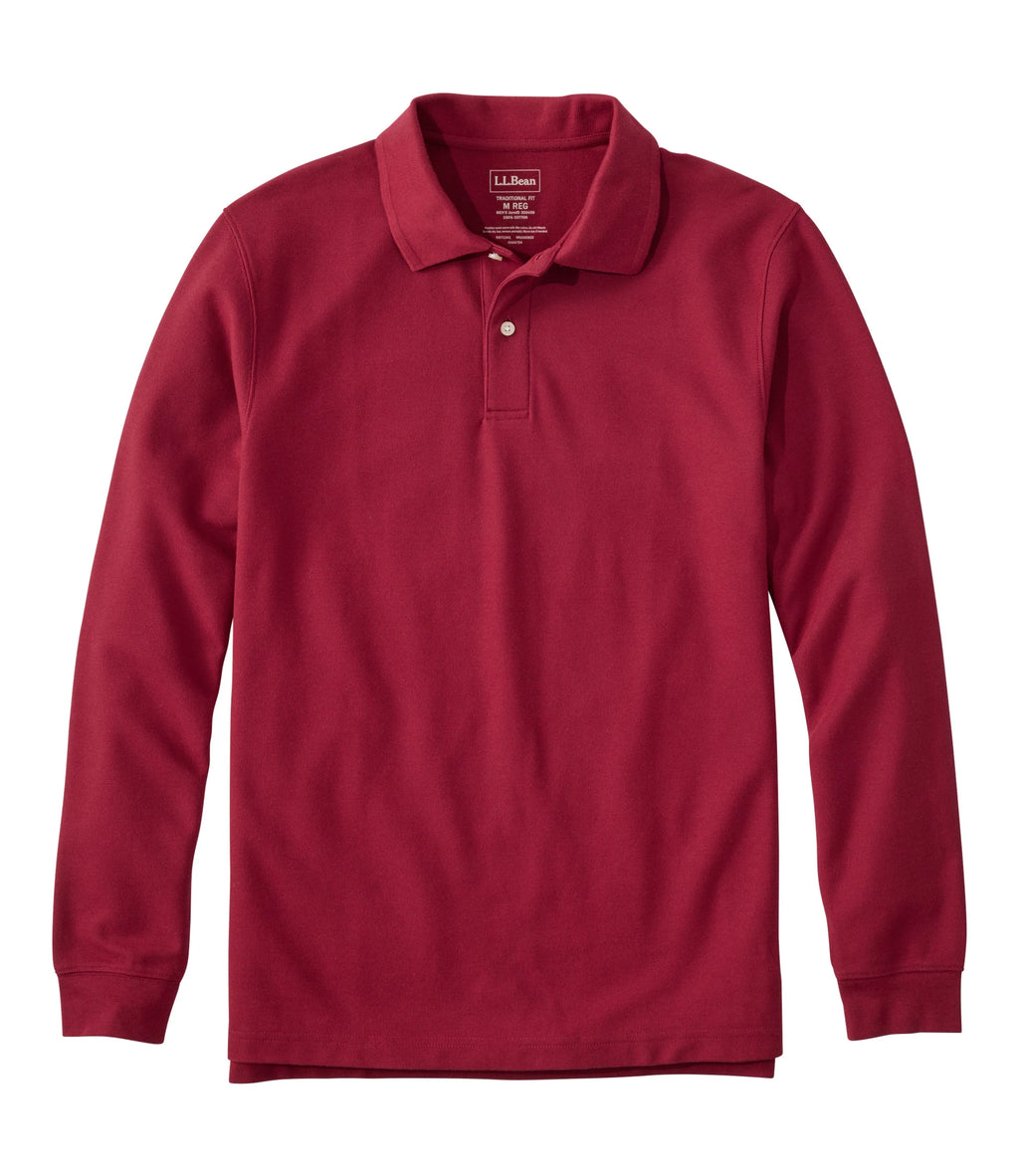 Men's Long-Sleeve Cotton Pique Polo - Lavender