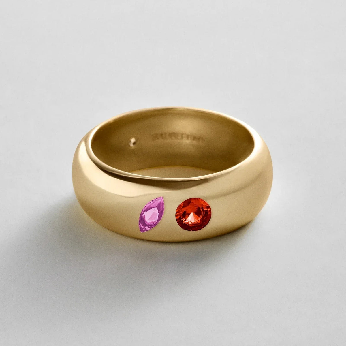 Custom Two-Stone Gold-Plated Band Ring