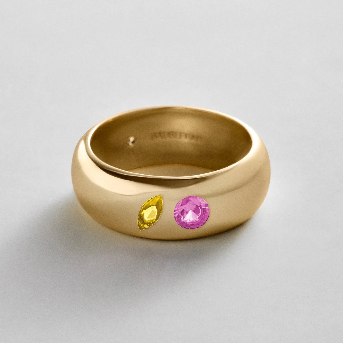 Custom Two-Stone Gold-Plated Band Ring