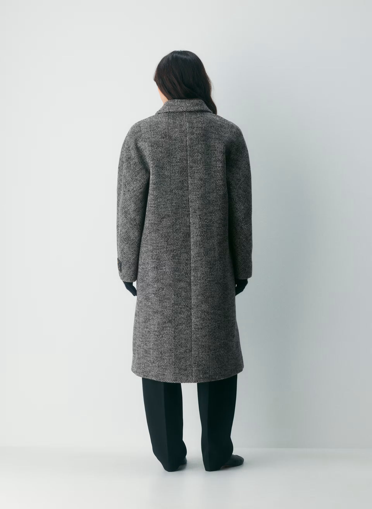 Double-Breasted Wool Cashmere Coat - Herringbone