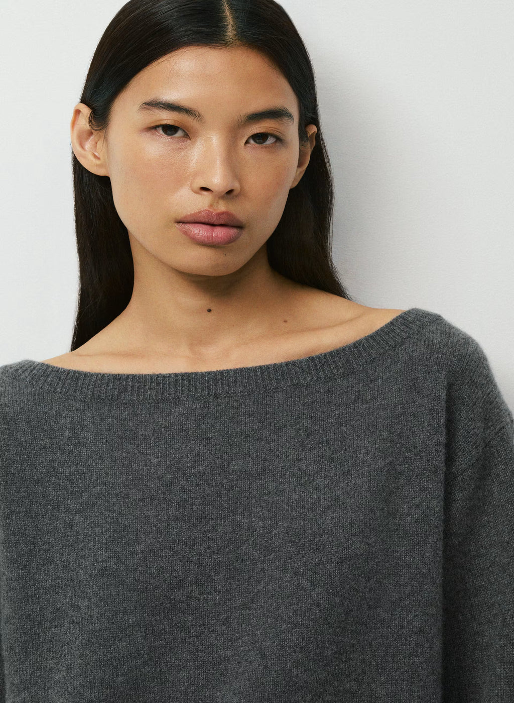Cashmere Boatneck Sweater - Heather Gray