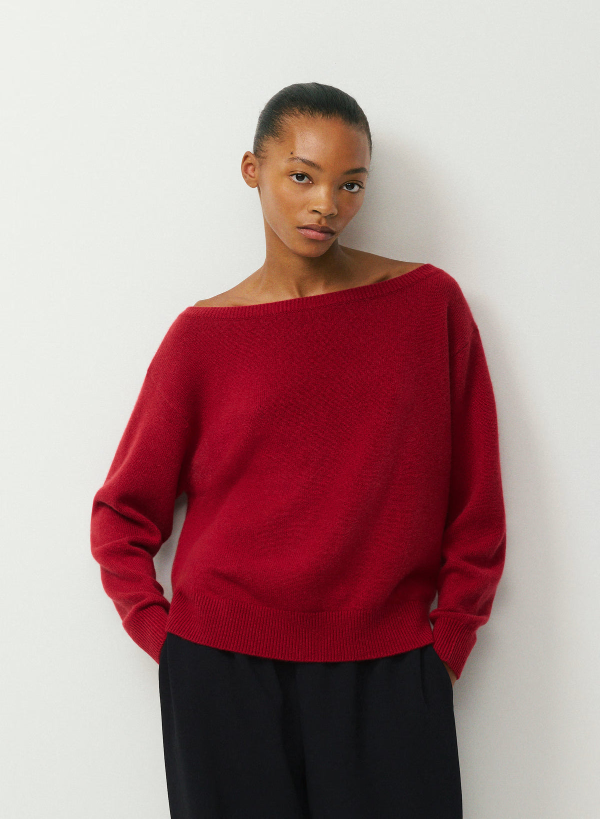 Cashmere Boatneck Sweater - Heather Gray