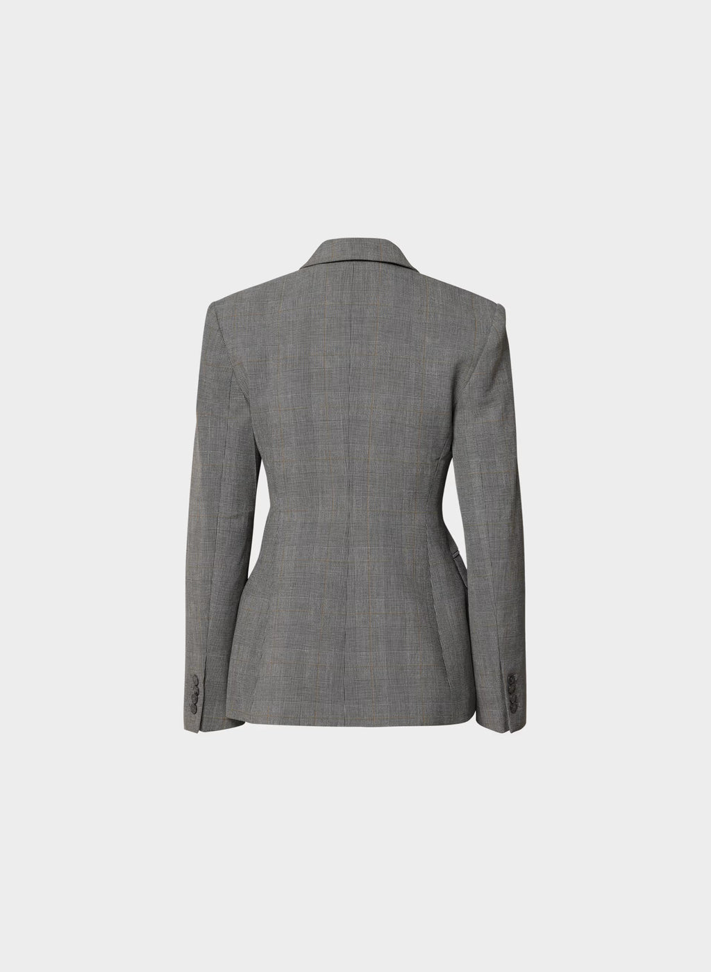 Single-Breasted Stretch Blazer - Brown Check