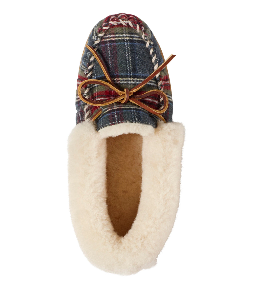 Women's Plaid Shearling Moccasin Slippers