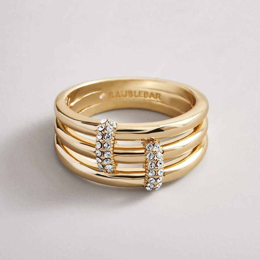 Four-Band Crystal Layered Ring - Gold