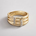 Four-Band Crystal Layered Ring - Gold