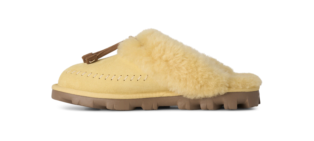 Women's Suede Sheepskin Lined Slippers - Mustard
