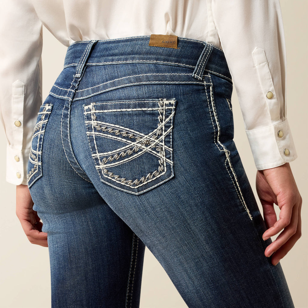 Women's Mid Rise Wide Leg Stretch Jeans - Blue
