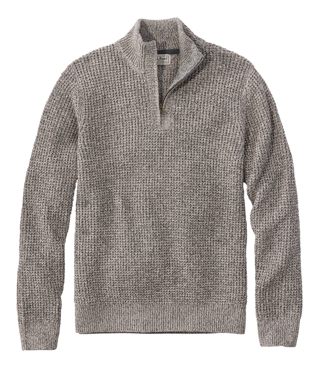Men's Organic Cotton Waffle Quarter-Zip Sweater