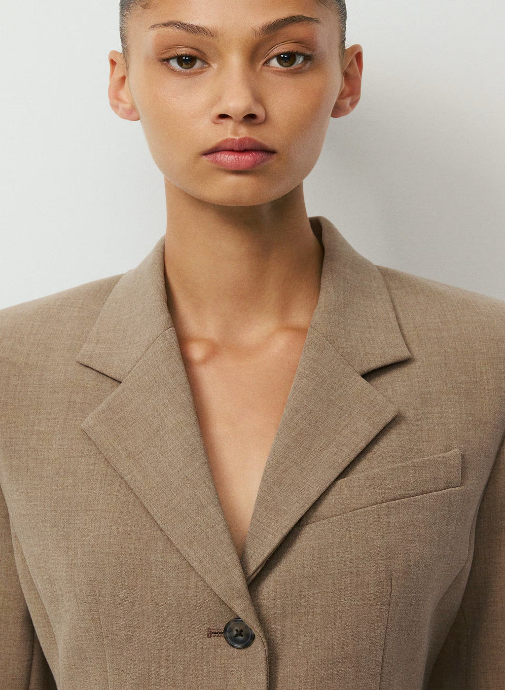 Single-Breasted Stretch Blazer - Brown Check