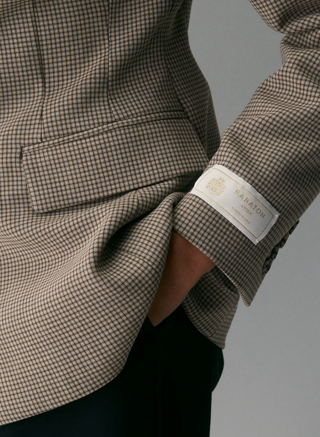 Single-Breasted Stretch Blazer - Brown Check