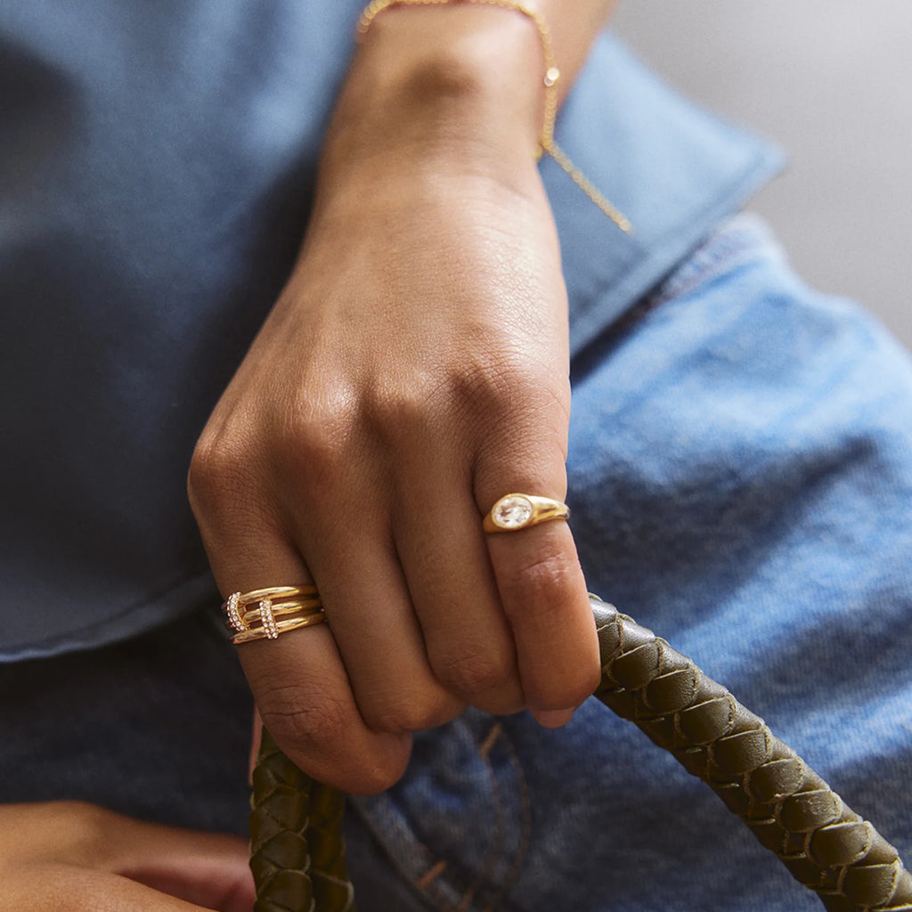 Four-Band Crystal Layered Ring - Gold