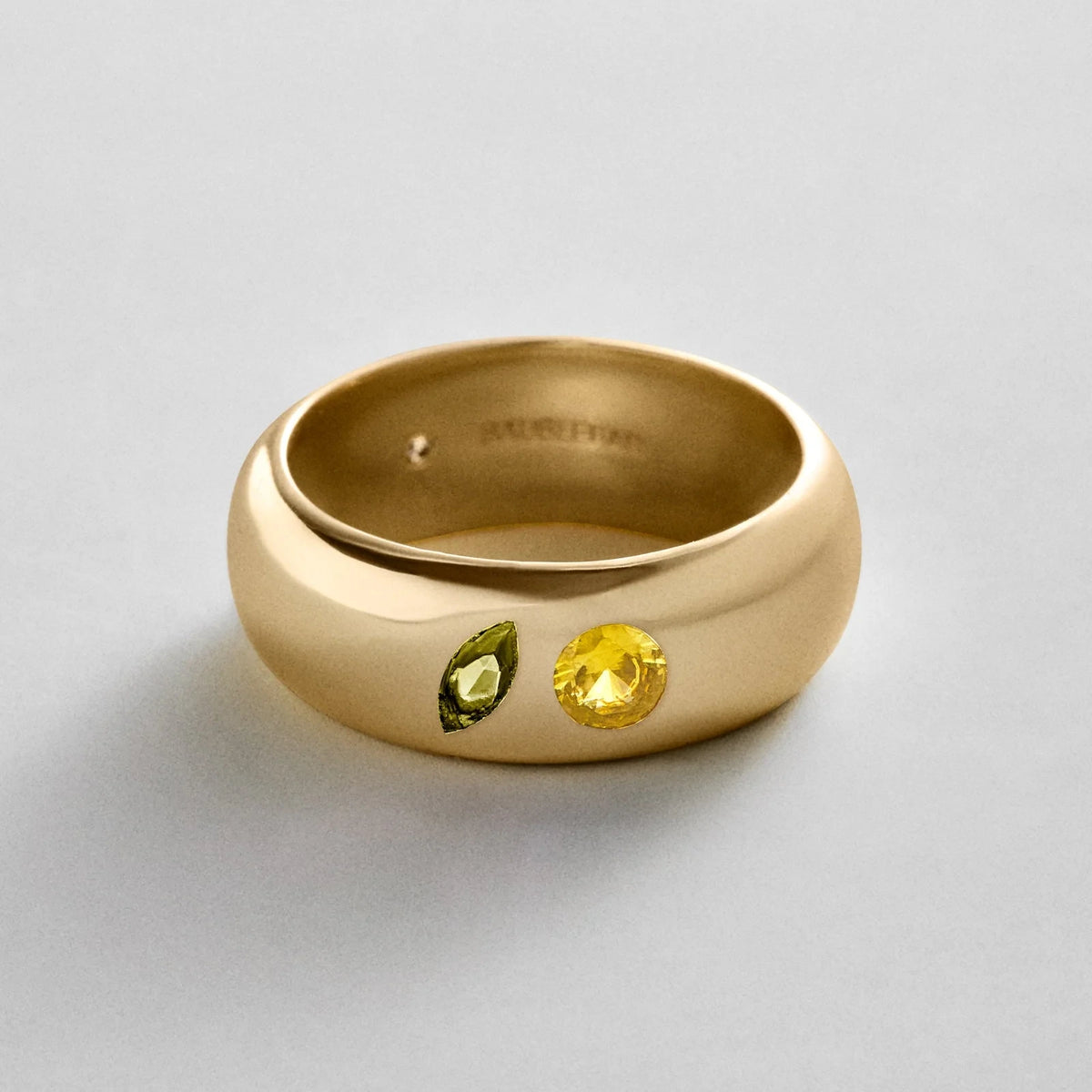 Custom Two-Stone Gold-Plated Band Ring
