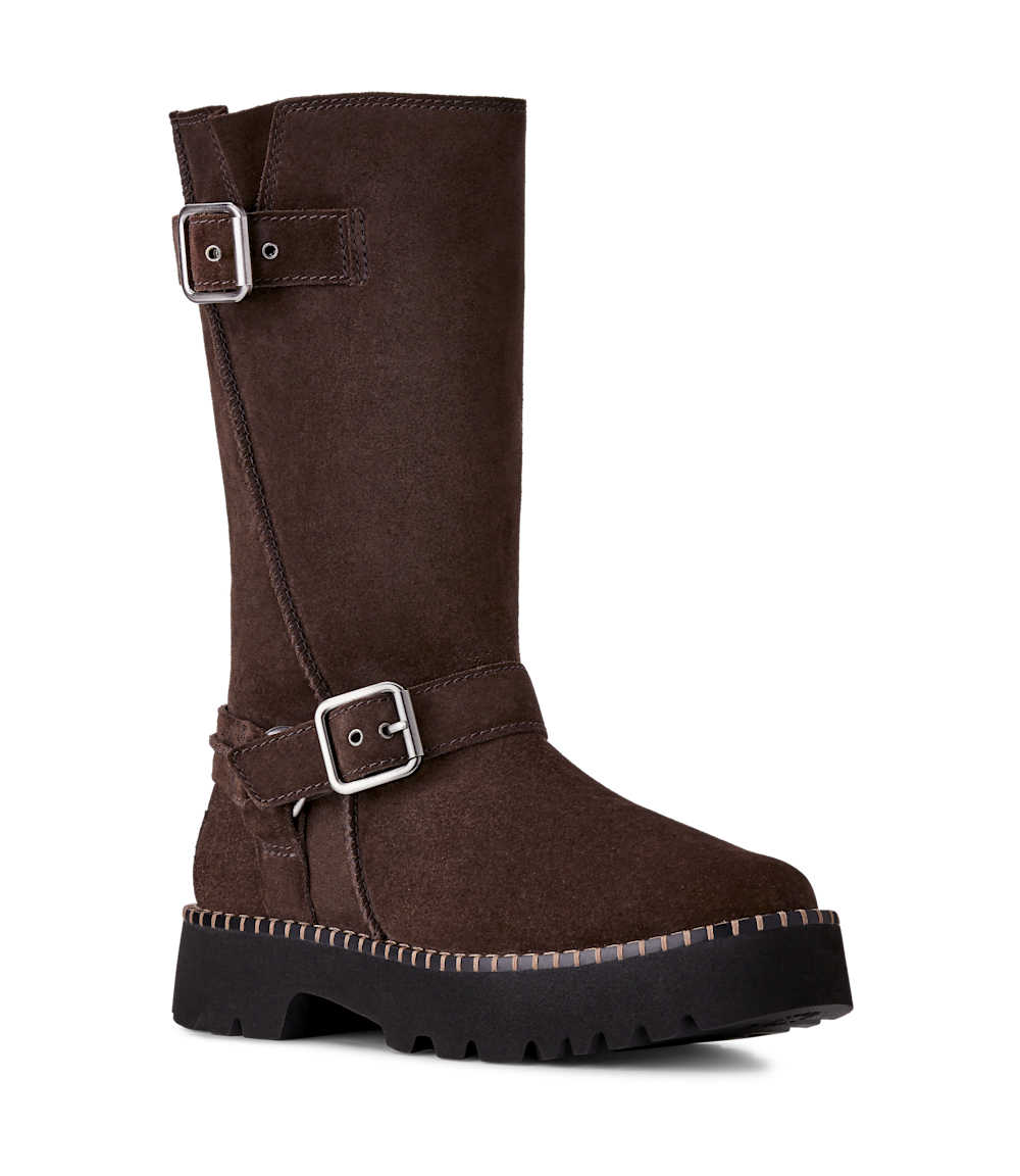 Women's Suede Buckle Biker Boot