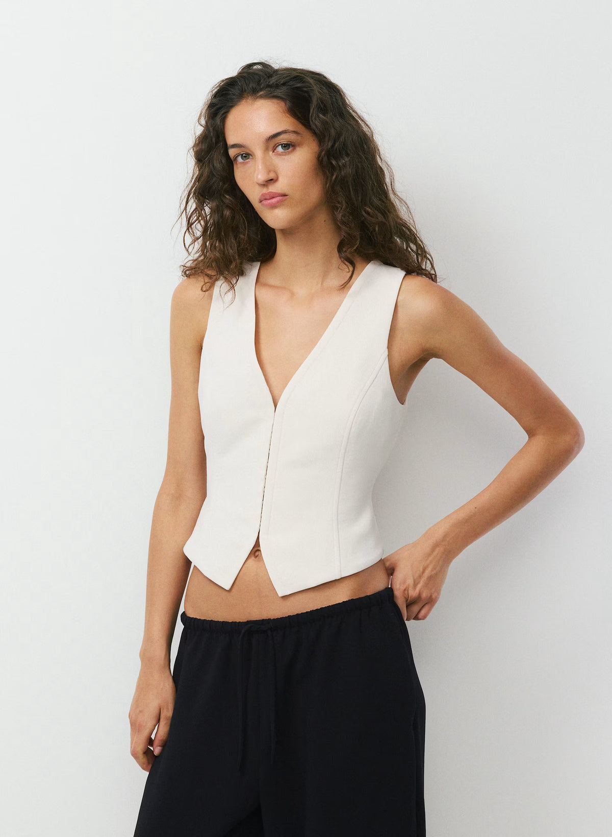 Lined Tailored Suit Vest - Olive