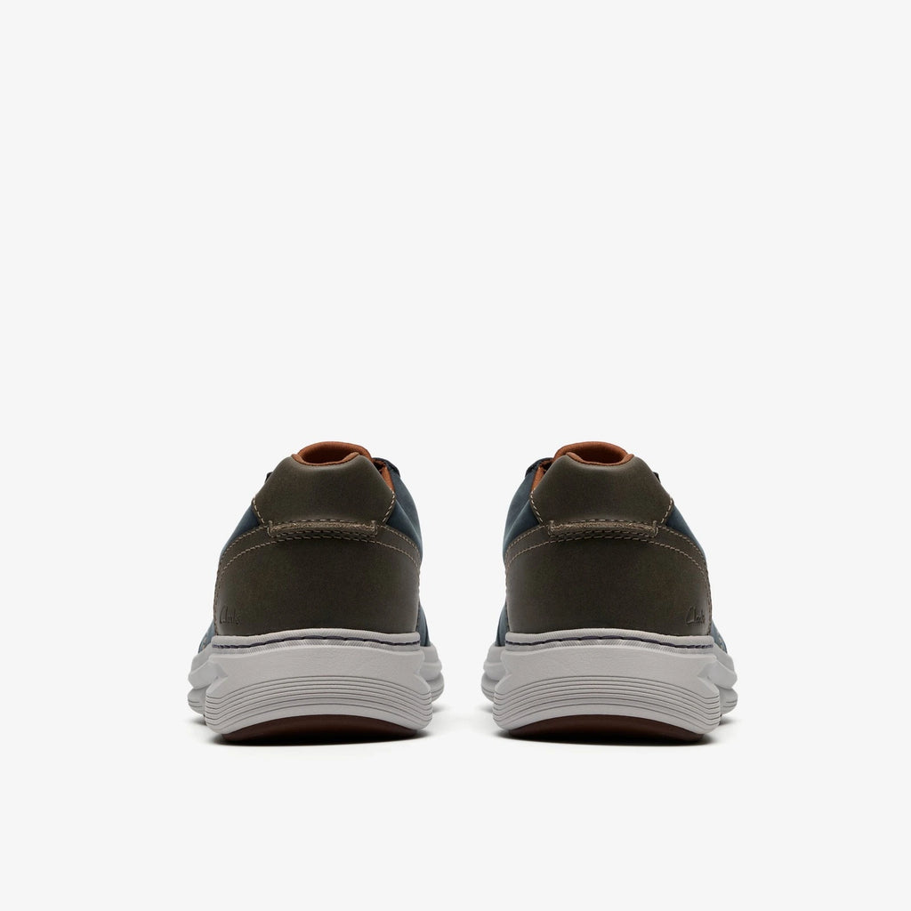 Elastic Lace Leather Sneaker - Navy