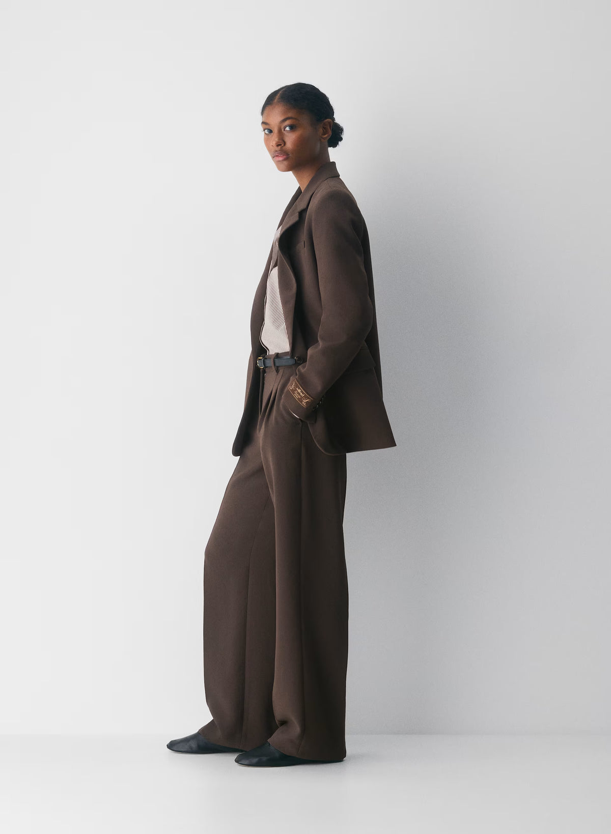 High-Rise Wide-Leg Crepe Trousers - Sand