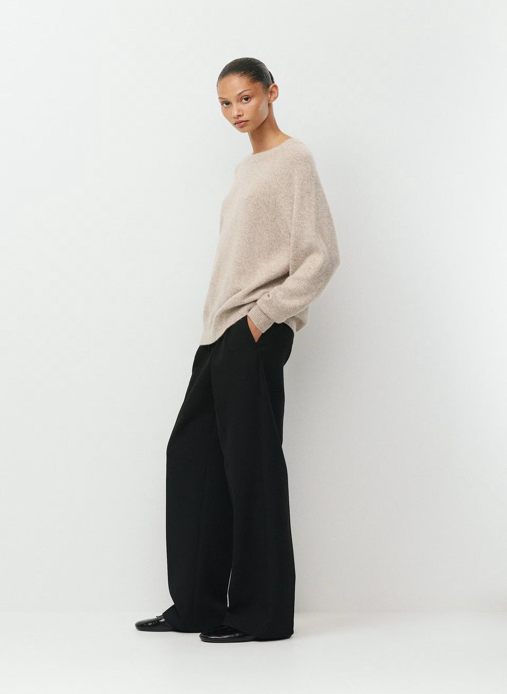 Wool Cashmere Raglan Sweater - Olive