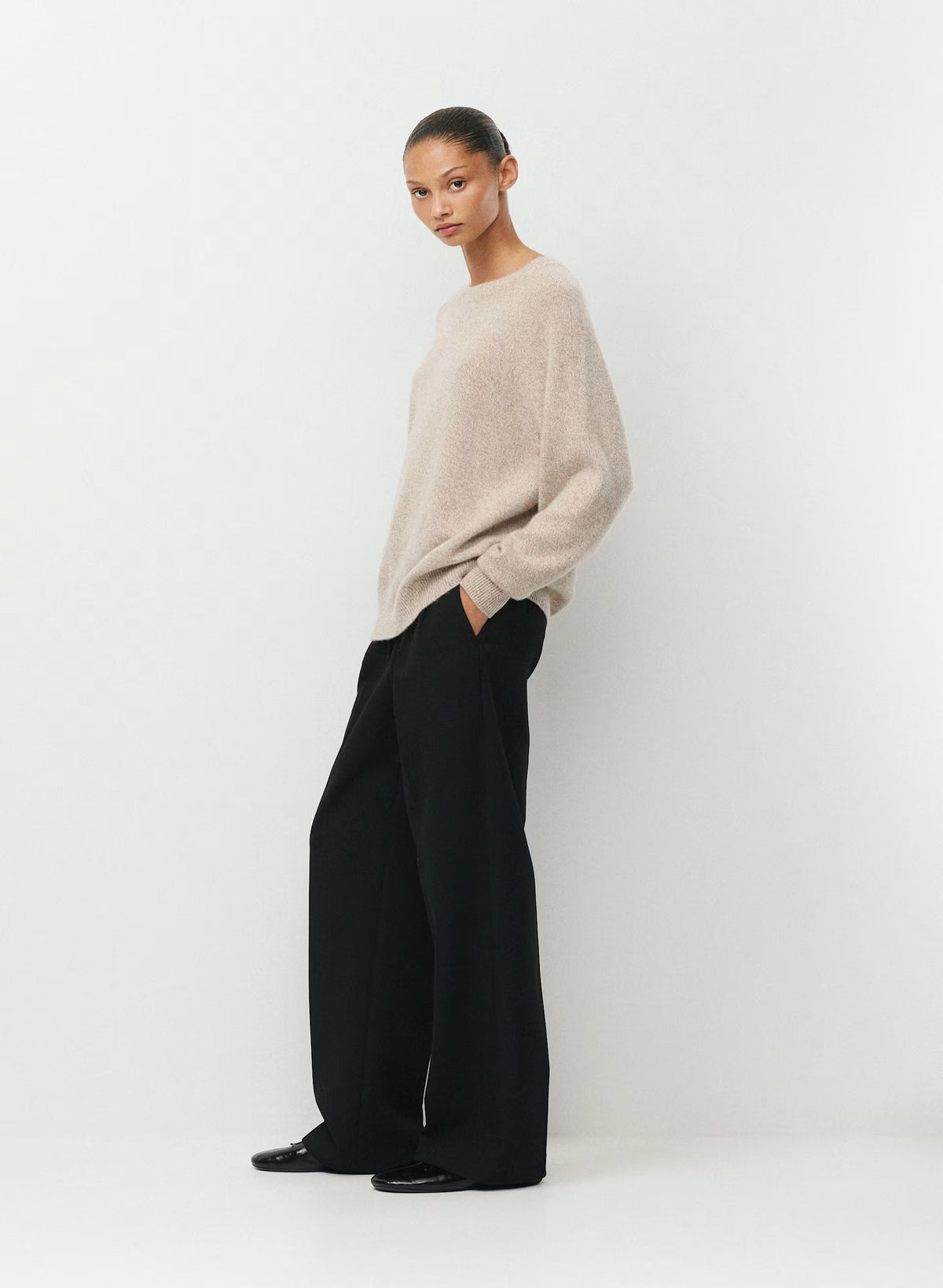 Wool Cashmere Raglan Sweater - Olive