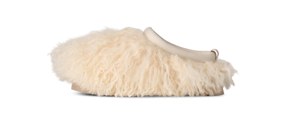 Women's Long Sheepskin Platform Mule - Cream