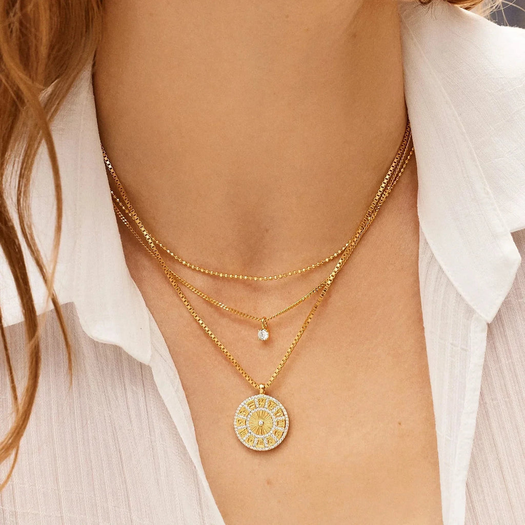 Gold-Plated Crystal Curb Chain Necklace