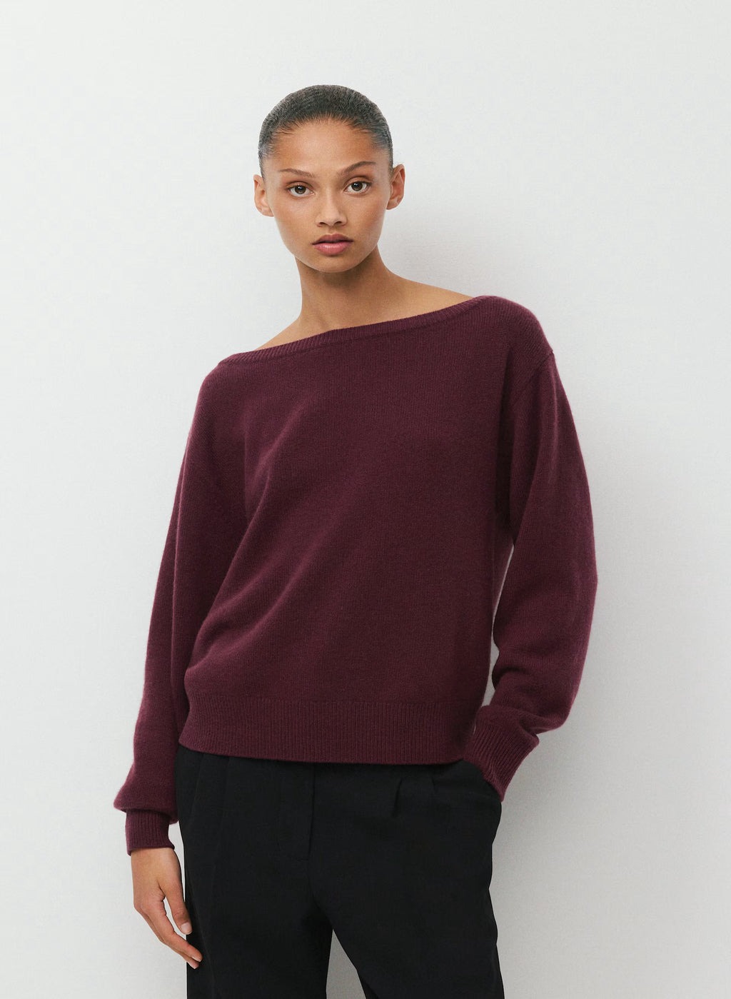 Cashmere Boatneck Sweater - Heather Gray