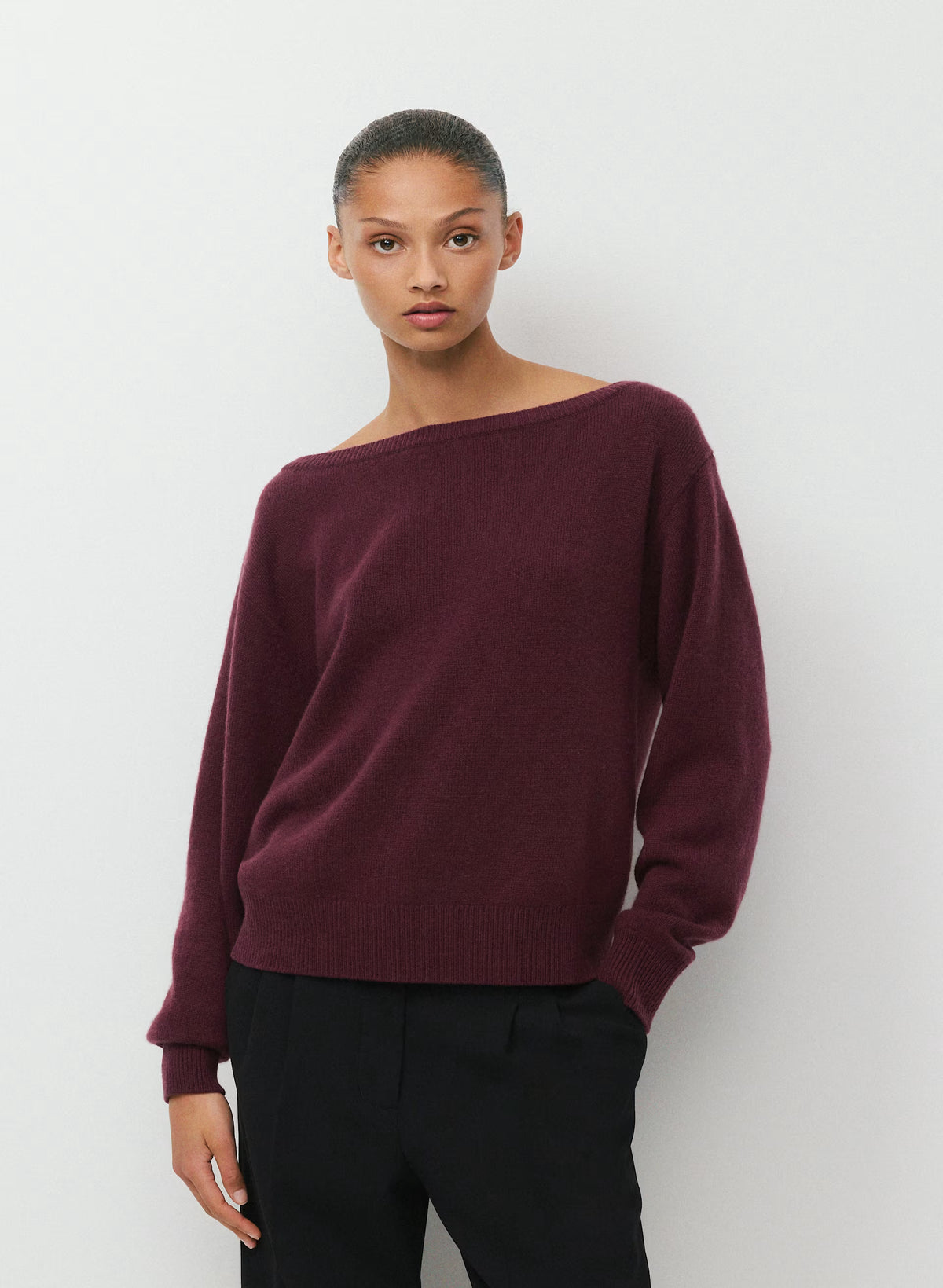 Cashmere Boatneck Sweater - Heather Gray