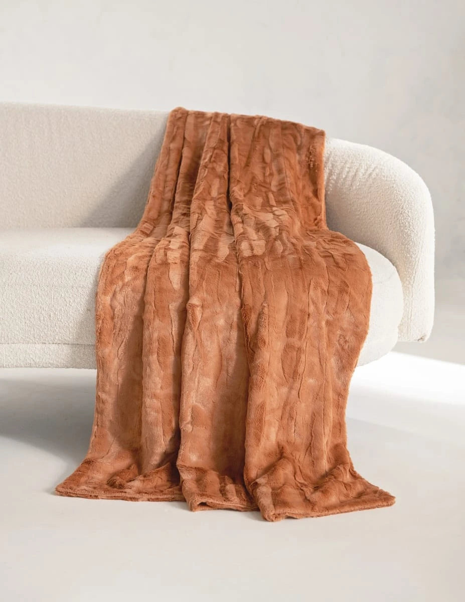 Textured Plush Baby Blanket - Terracotta
