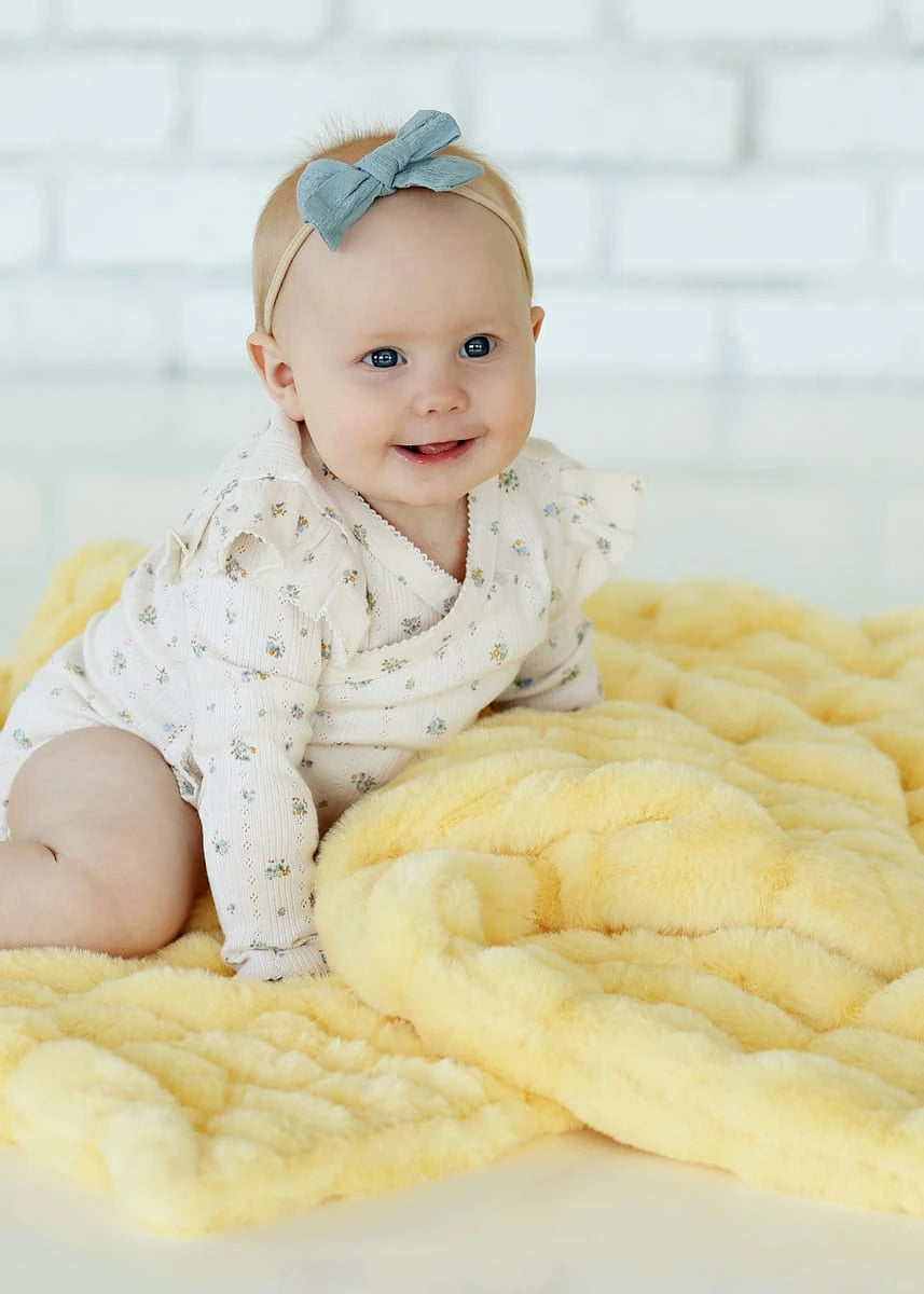 Stretch Faux Fur Baby Blanket - Butter Yellow