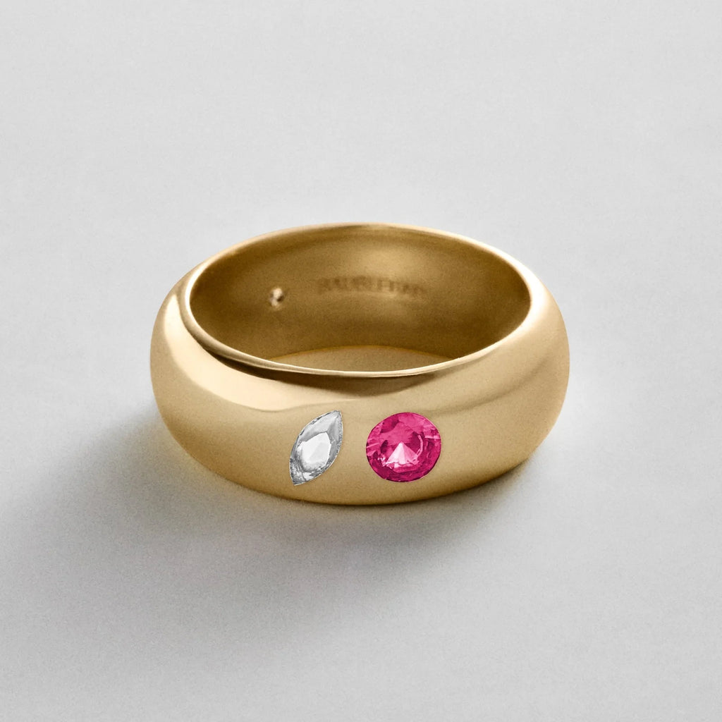 Custom Two-Stone Gold-Plated Band Ring