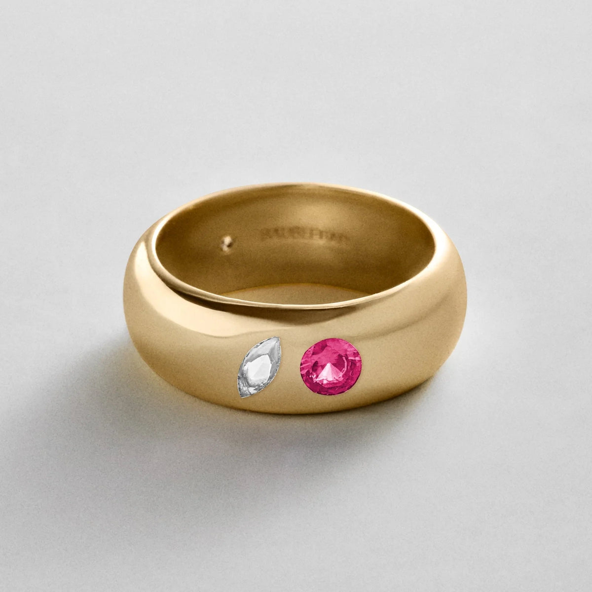 Custom Two-Stone Gold-Plated Band Ring