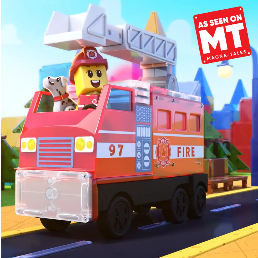 Fire Station Magnetic Building Set - 50 Pieces
