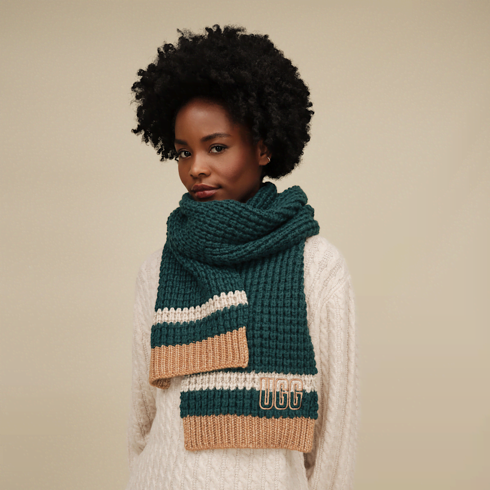 Men's Waffle Knit Stripe Scarf - Multi