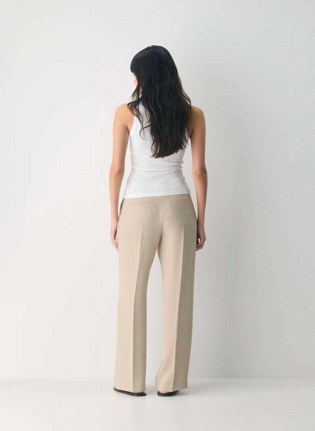 High-Rise Wide-Leg Crepe Trousers - Sand