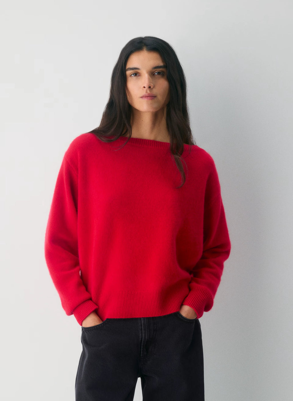 Cashmere Boatneck Sweater - Heather Gray