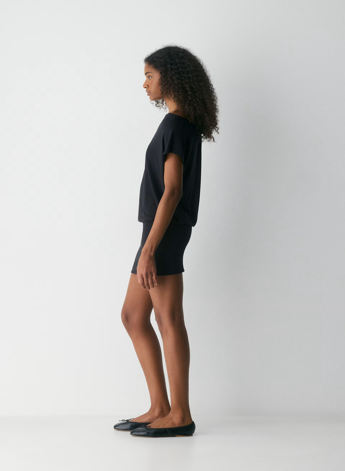 Boatneck Modal Jersey Mini Dress - Gray